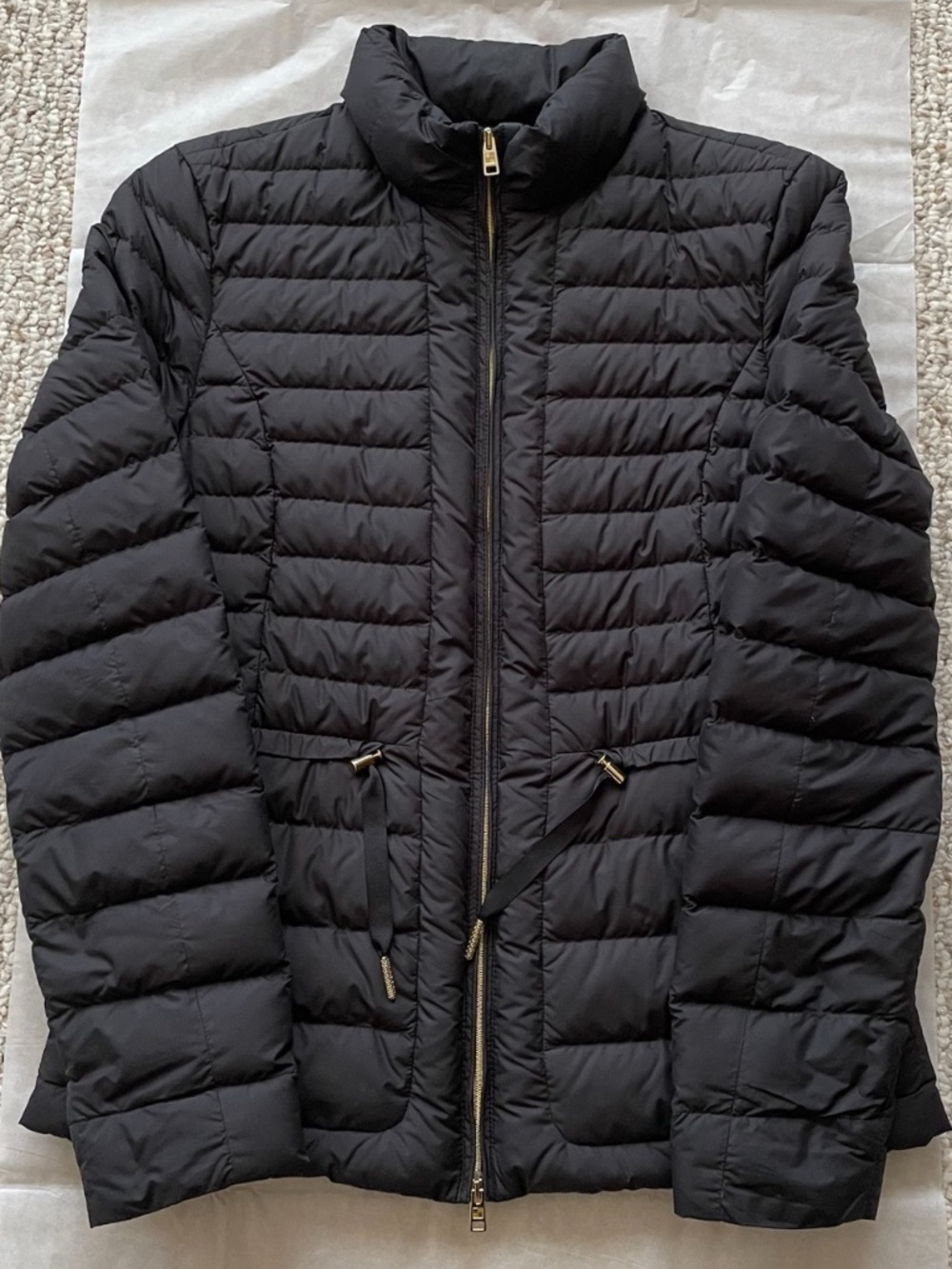 Woolrich black puffer Jacket with gold metal details with goose down